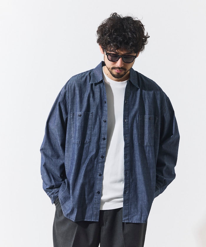 別注 シャンブレー リラックスフィット ワーク ロングスリーブシャツ