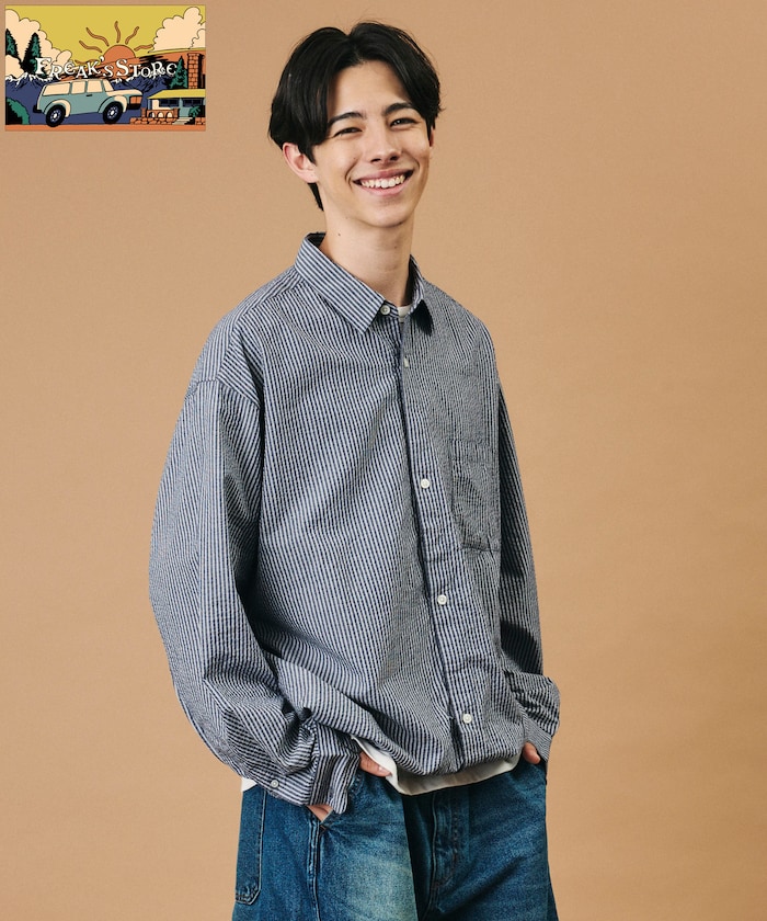 FREAK'S STORE for BEACH & FES シアサッカー スピンドル レギュラーカラー ロングスリーブシャツ