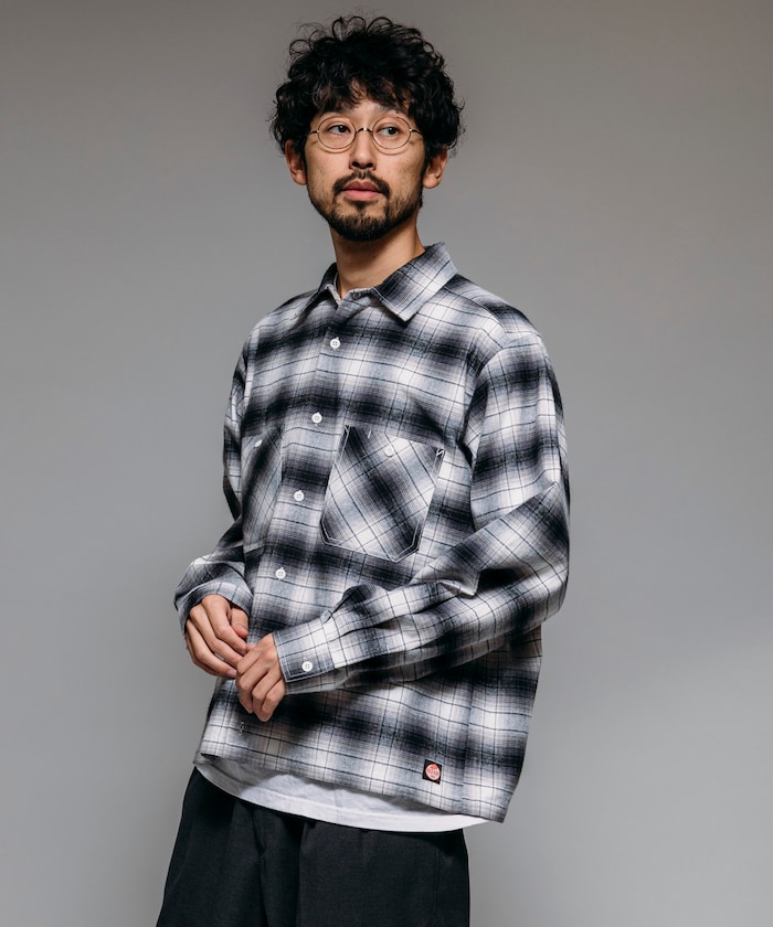 別注 フランネル クロップド ロングスリーブ ワークチェックシャツ