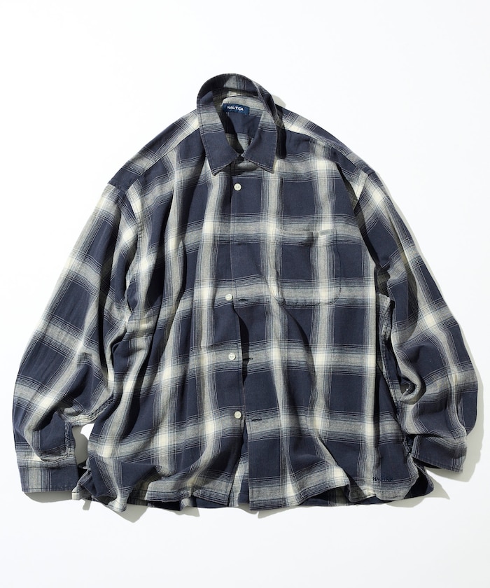 ブリーチ オンブレ L/S オープンカラーチェックシャツ