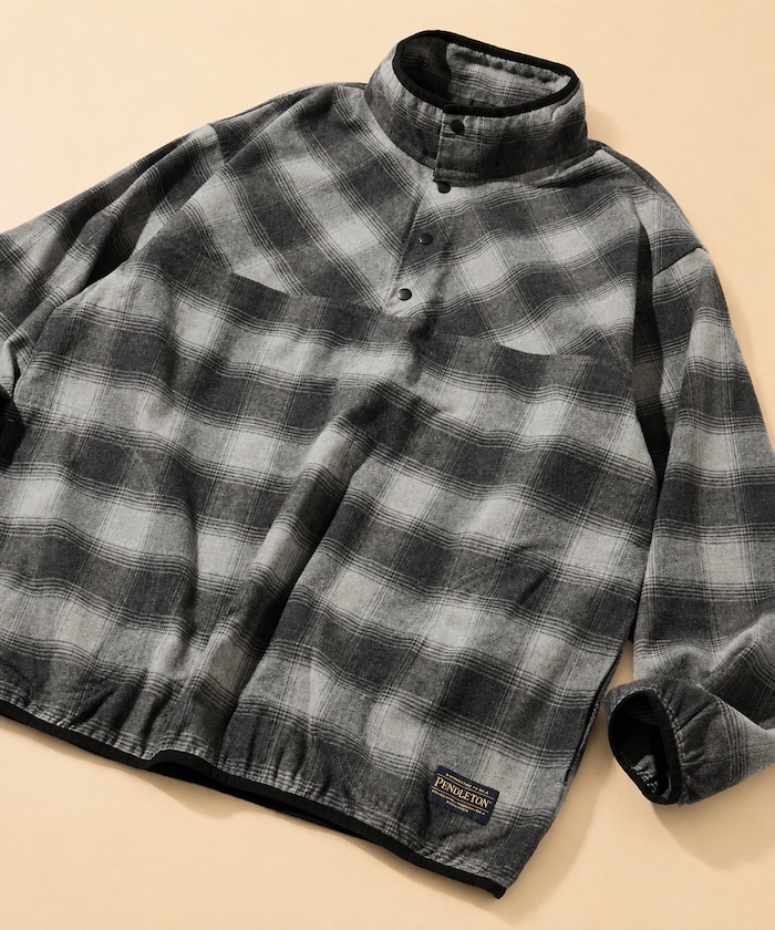 PENDLETON × FREAK'S STORE 別注 コットン シャギー ハーフスナップ プルオーバーシャツ