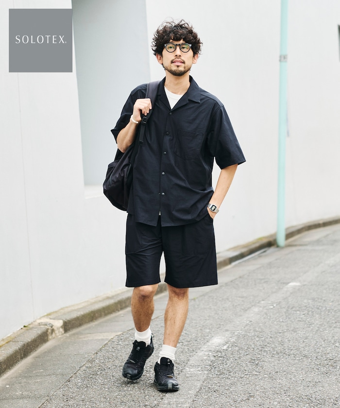 オープンカラー ショートスリーブシャツ＆イージーショーツ トラベルセットアップ Fabric by SOLOTEX(R)