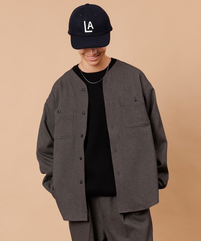 LANATEC WOOLY リラックスフィット ノーカラーシャツ