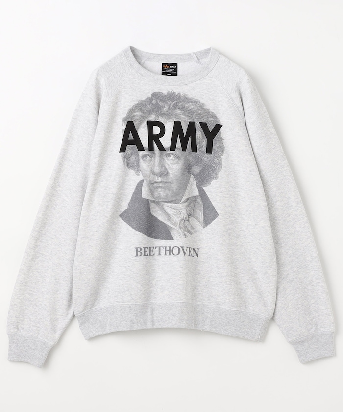 ALPHA × FREAK'S STORE 別注 ARMY ベートーベン プリント クルーネックスウェット
