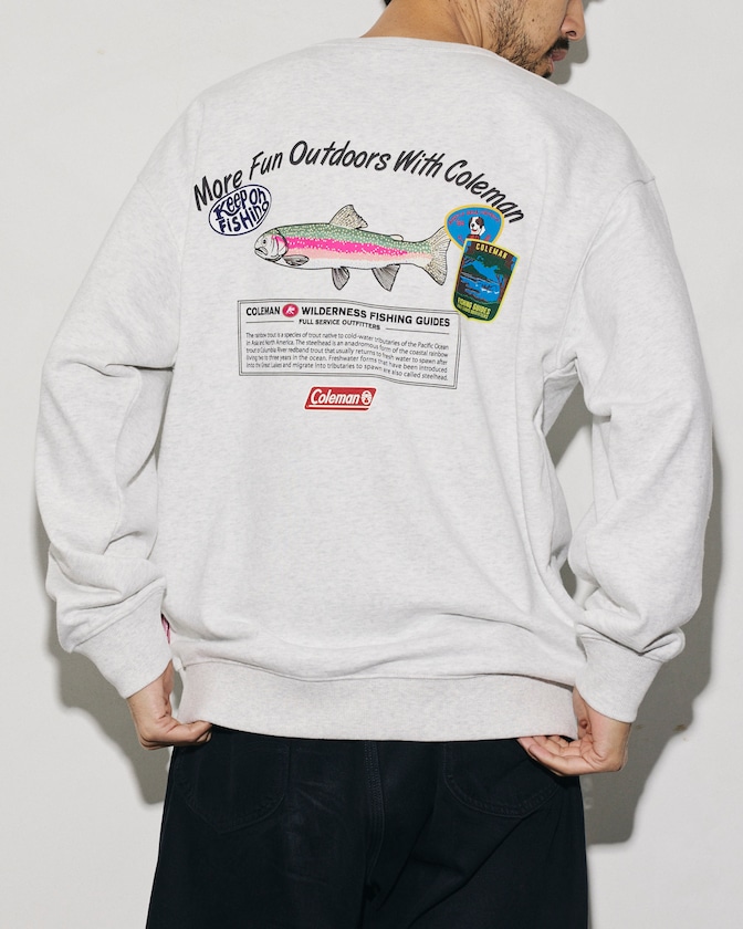 Coleman × FREAK'S STORE 別注 トラウトデザイン バックプリント クルーネックスウェット