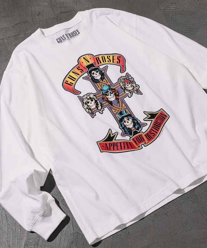 【EXCLUSIVE】GUNS N ROSES ガンズ アンド ローゼス フロントプリント ロングスリーブ Tシャツ