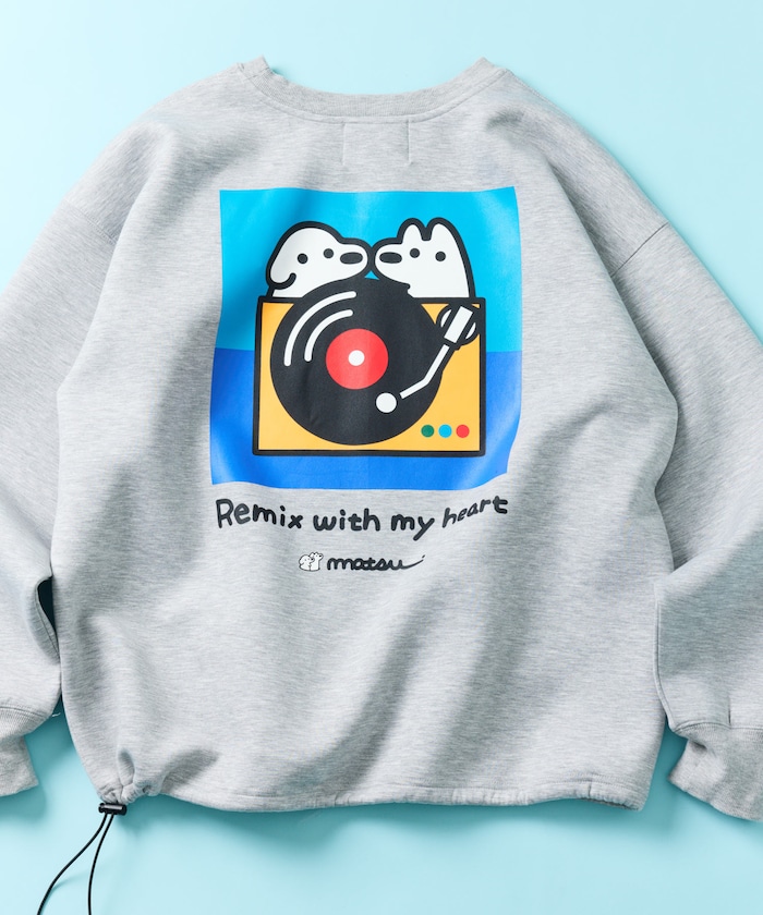 matsui×FREAK'S STORE 別注「レコード」 ドローコード バックプリント クルーネックスウェット