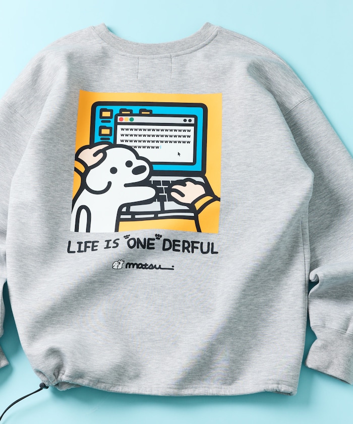 matsui×FREAK'S STORE 別注 ｢WARNING」ドローコード バックプリント クルーネックスウェット