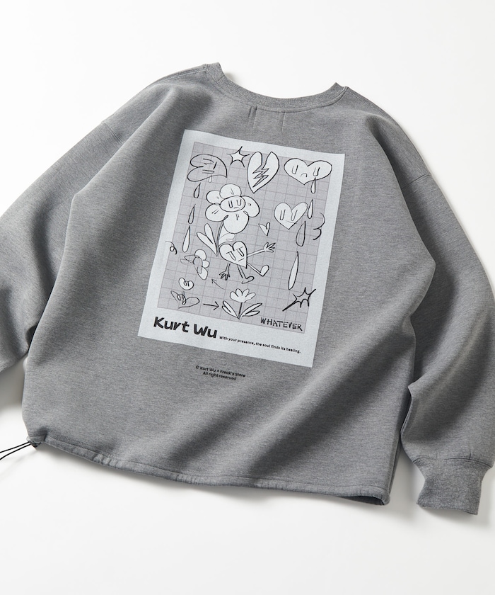 Kurt Wu × FREAK'S STORE バックプリント クルーネック スウェット