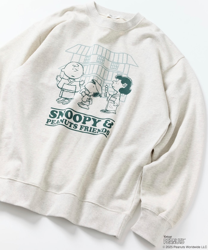 PEANUTS/ピーナッツ 別注 Travel Friends トラベルフレンズ クルーネックスウェット