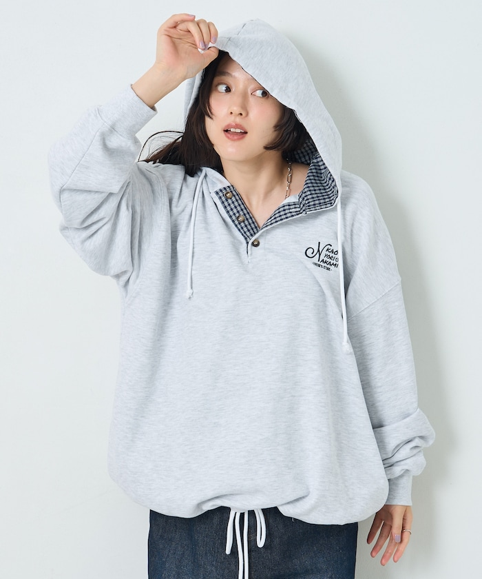 kaoyorinakami × FREAK'S STORE 別注 ワンポイント ヘンリー スウェットパーカー