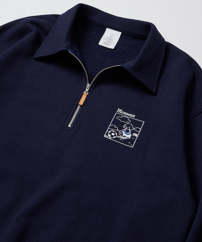 tombonia × FREAK'S STORE/トムボニア コラボ フットボールデザイン ポロカラー ハーフジップ スウェット