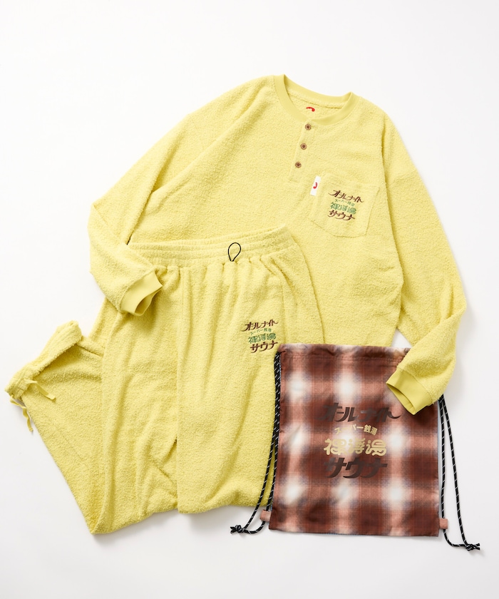 SAUVENIR×FREAK'S STORE 別注 オールナイトサウナ セントチヒロ・チッチ スーパー銭湯 裸浮湯 KANNAIGI ロングスリーブ ブークレ セットアップ ナップサック付き