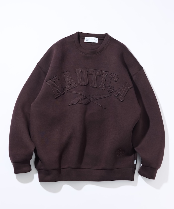 【1月16日12:00発売】【Exclusive】 ダブルネーム アーチロゴ ダンボール クルーネックスウェット