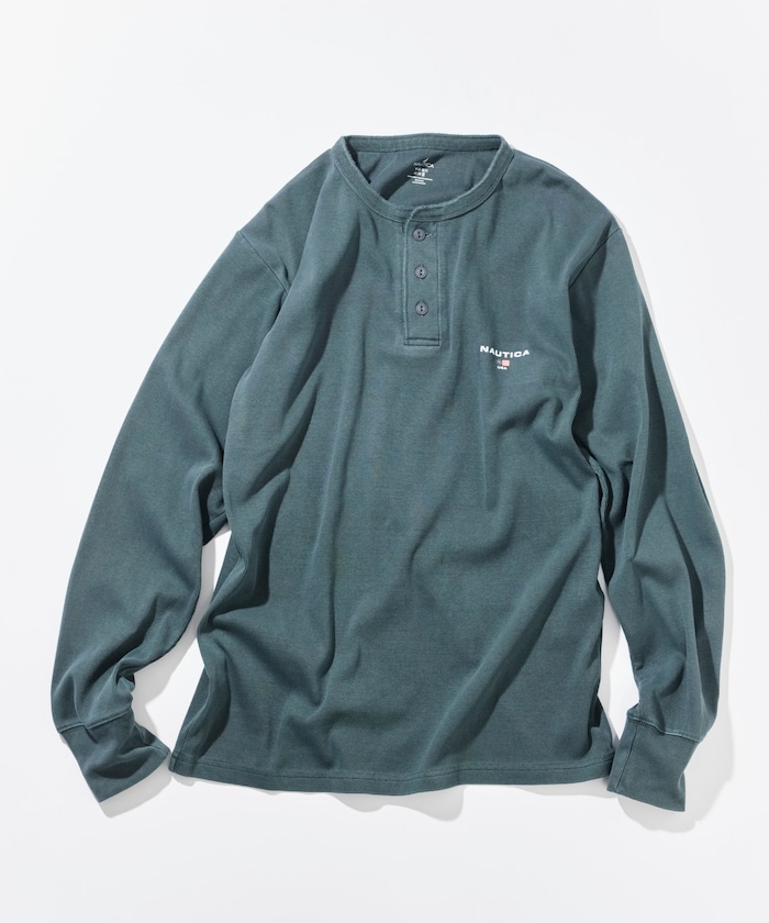 Essential タイトフィット L/S ヘンリーネックネック ピグメントTシャツ