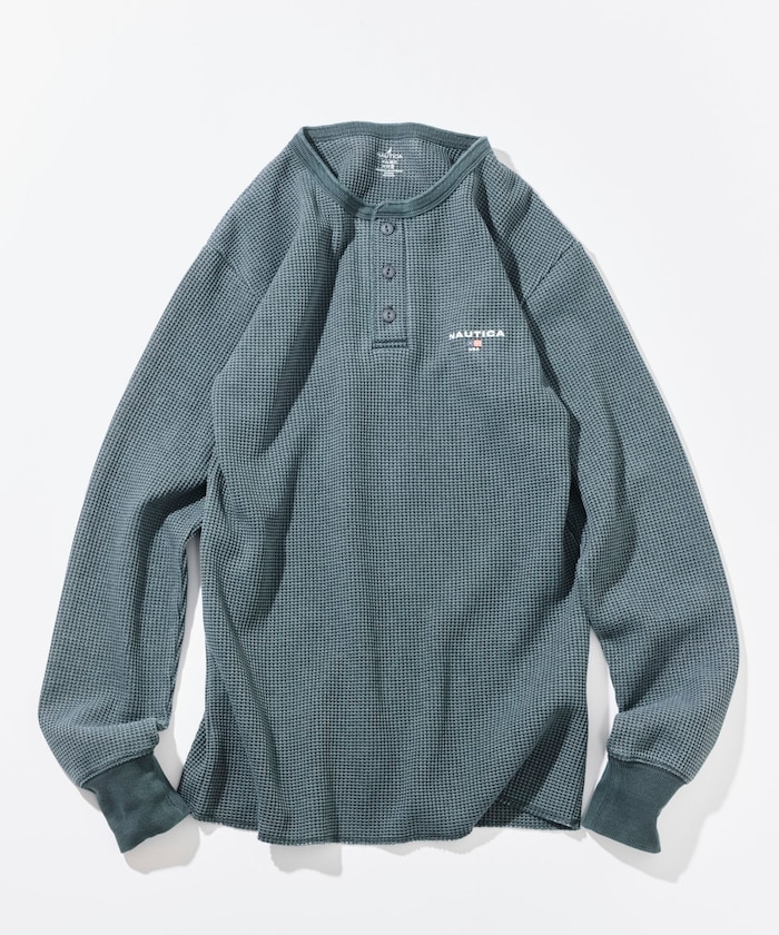 Essential タイトフィット L/S ヘンリーネック ワッフル ピグメントTシャツ