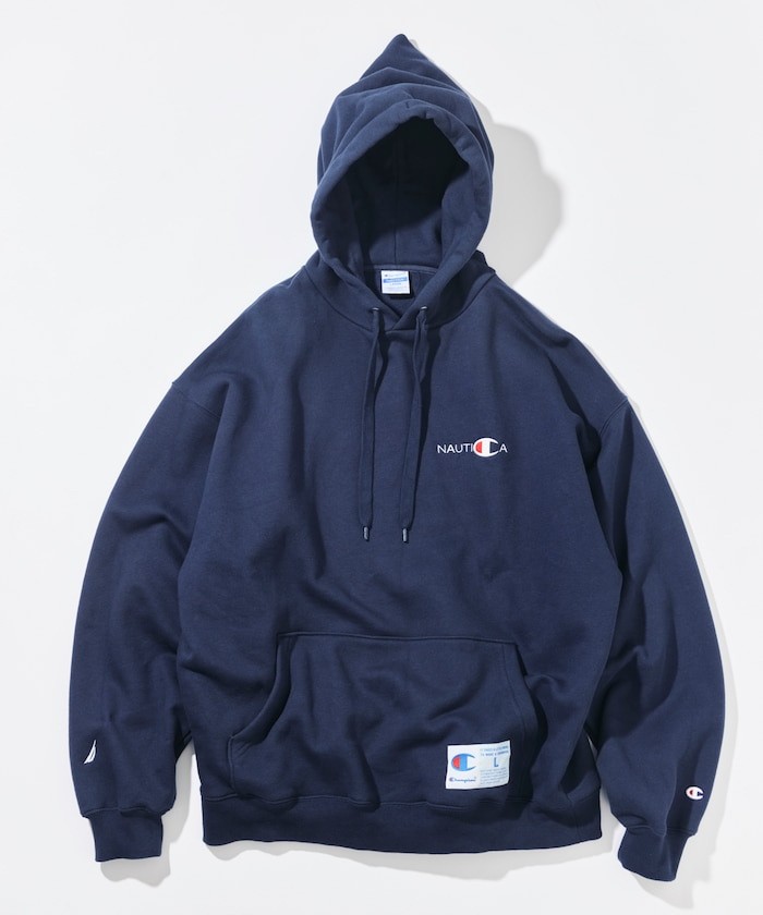 【8月21日 12:00販売開始】 Champion × NAUTICA embroidered sweat hoodie