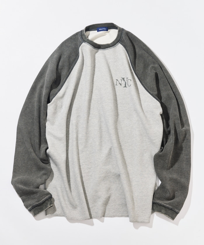 リラックスフィット NYCロゴ ピグメント ワッフル ラグランスリーブ L/S Tシャツ
