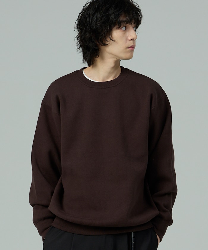 スウェットライク クルーネックニット