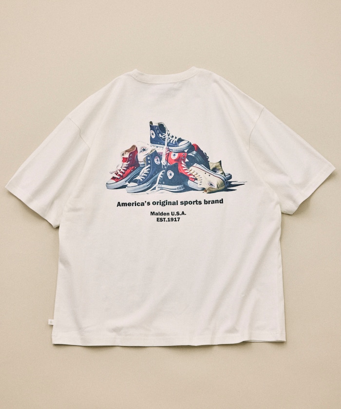 別注 シューズ バックプリント クルーネックTシャツ