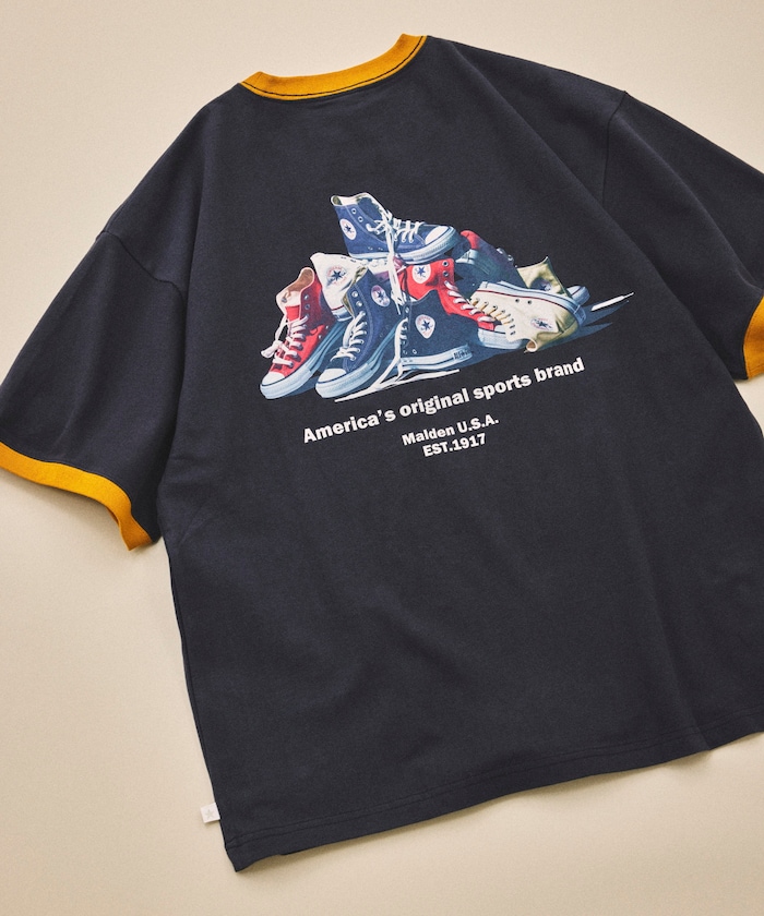 別注 シューズ バックプリント クルーネックTシャツ