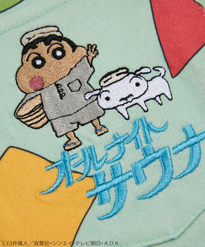 蠟筆小新 × SAUVENIR × FREAK'S STORE 別注 全夜桑拿館內服/毛圈布套裝 (附束口背包)
