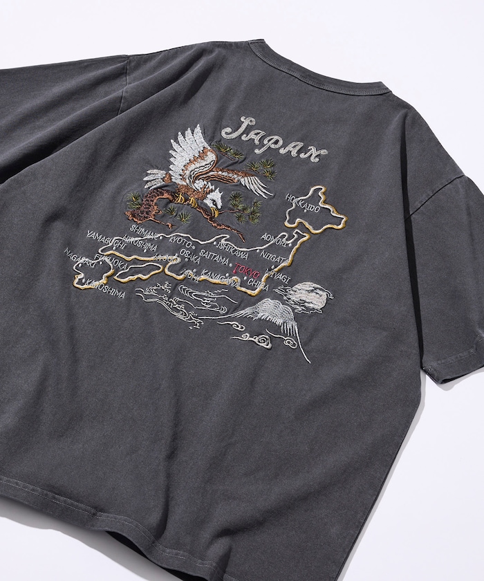 別注 バック 刺繍デザイン Tシャツ/ヴィンテージライク