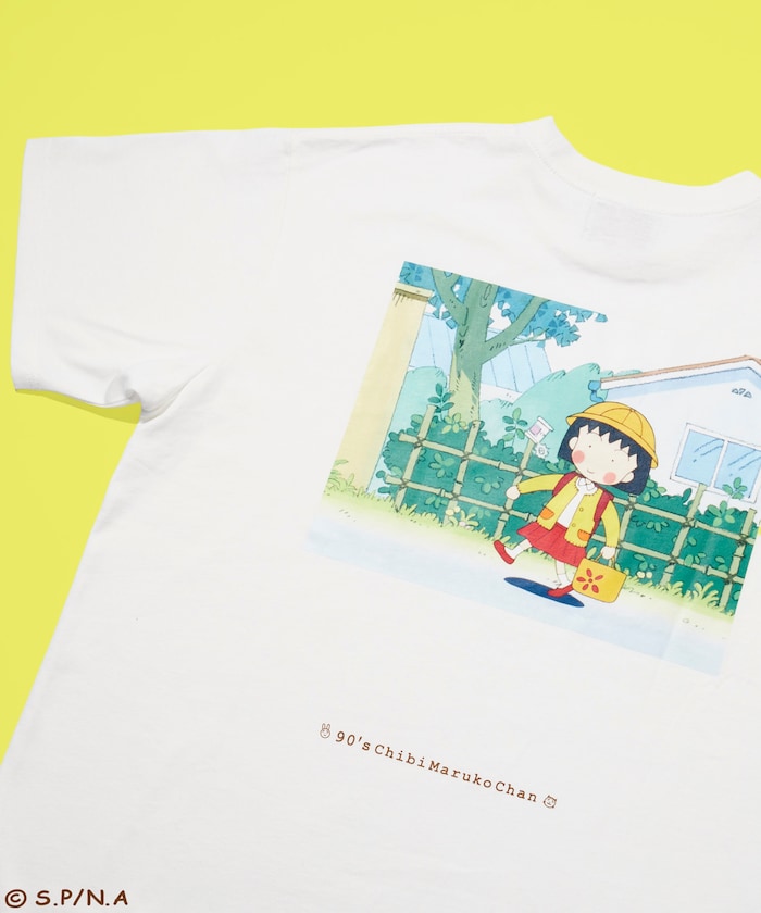 【7月18日12:00発売】別注 90's ちびまる子ちゃん ワンポイント刺繍 バックプリント クルーネックTシャツ