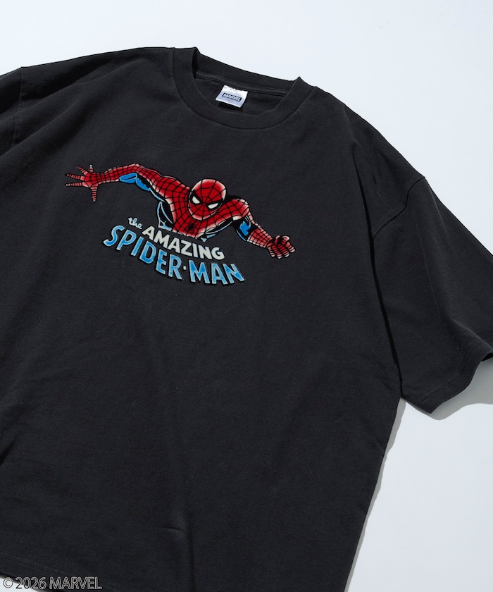 MARVEL/マーベル スパイダーマン クルーネックTシャツ / 静電フロッキー加工