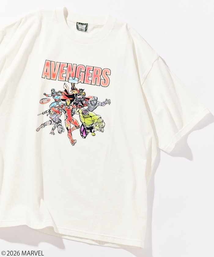 MARVEL/マーベル アベンジャーズ クルーネックTシャツ / 静電フロッキー加工