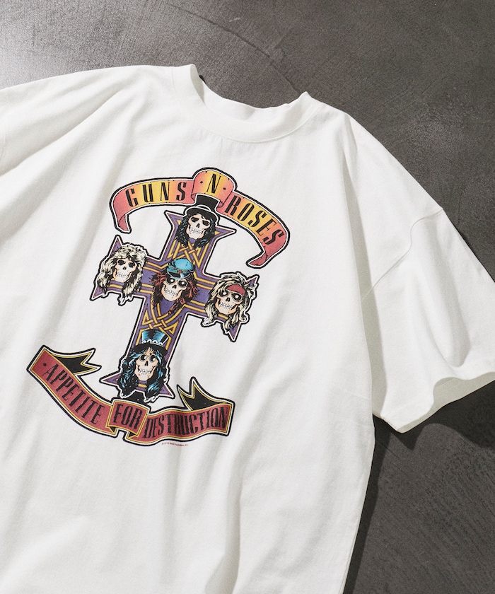 【EXCLUSIVE】GUNS N ROSES ガンズ アンド ローゼス フロントプリント クルーネック Tシャツ