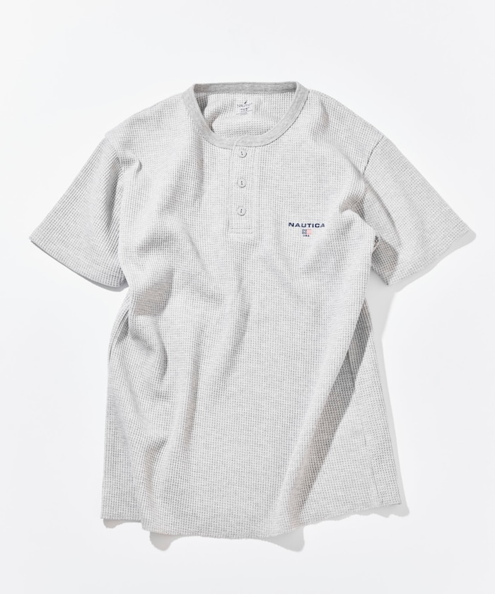 Essential タイトフィット S/S ヘンリーネック ワッフルTシャツ