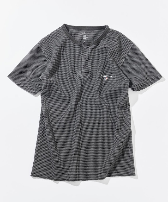 Essentials タイトフィット S/S ヘンリーネック ワッフル ピグメントTシャツ