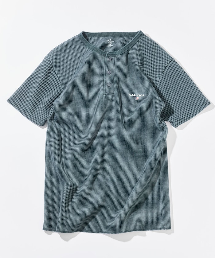 Essentials タイトフィット S/S ヘンリーネック ワッフル ピグメントTシャツ