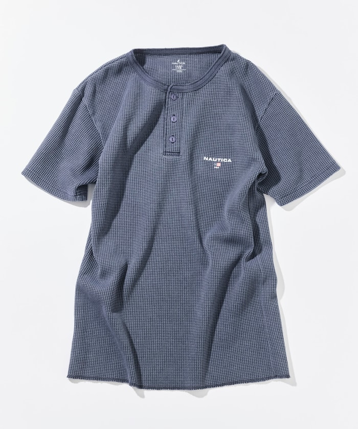 Essentials タイトフィット S/S ヘンリーネック ワッフル ピグメントTシャツ