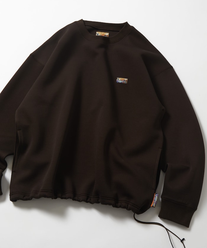 ビッグシルエット スピンドル ダンボール ワンポイントロゴ クルーネックスウェット