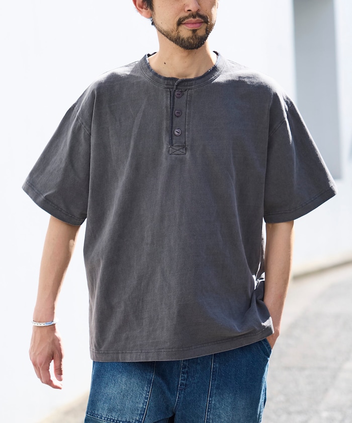 HEAVY WEIGHT/ヘビーウェイト ピグメント ショートスリーブ ヘンリーネック Tシャツ/10.5オンス