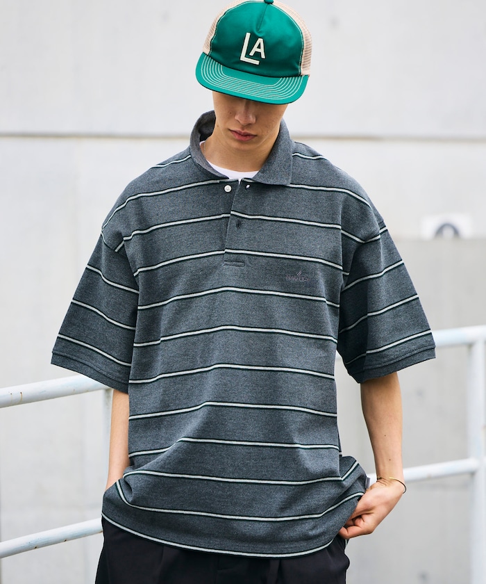 ビッグシルエット ボーダー ポロシャツ ショートスリーブ