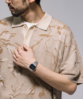 セーター ニット ウール 配色ボーダーニットポロセーター メンズ  