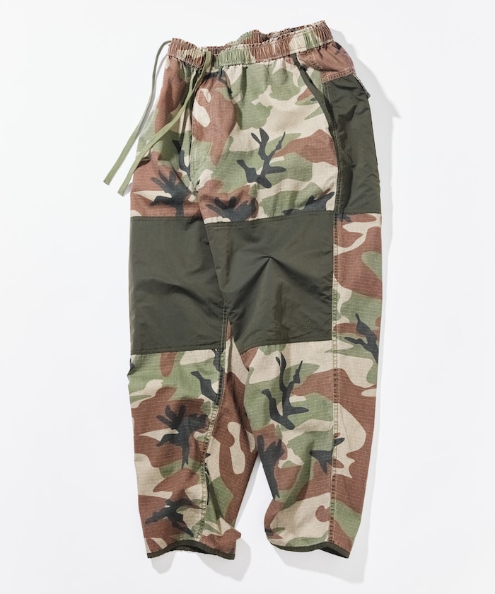 リップストップ ナイロン切り替え カーゴパンツ