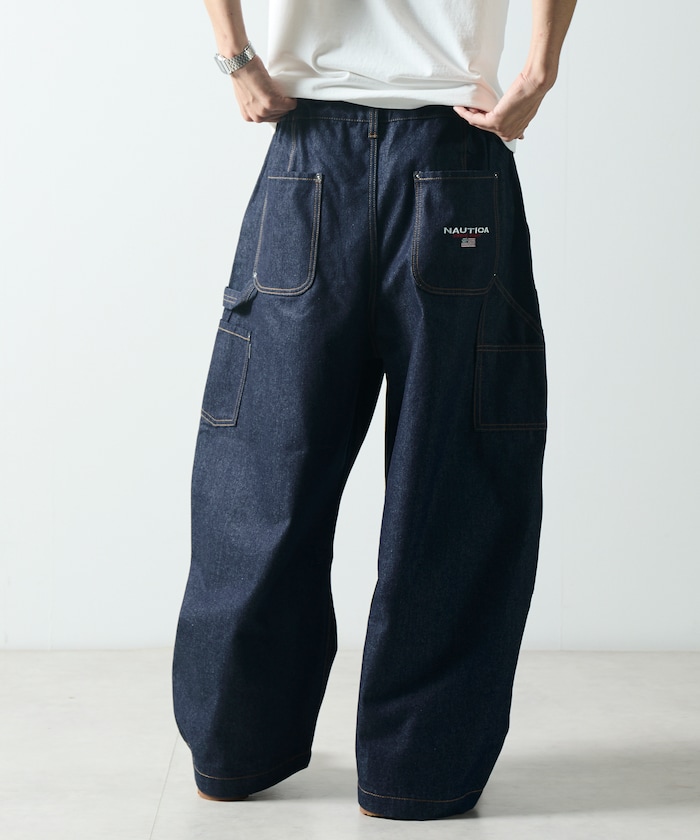 NAUTICA/ワイドカーブシルエット フラッグロゴ ダブルニー ペインター