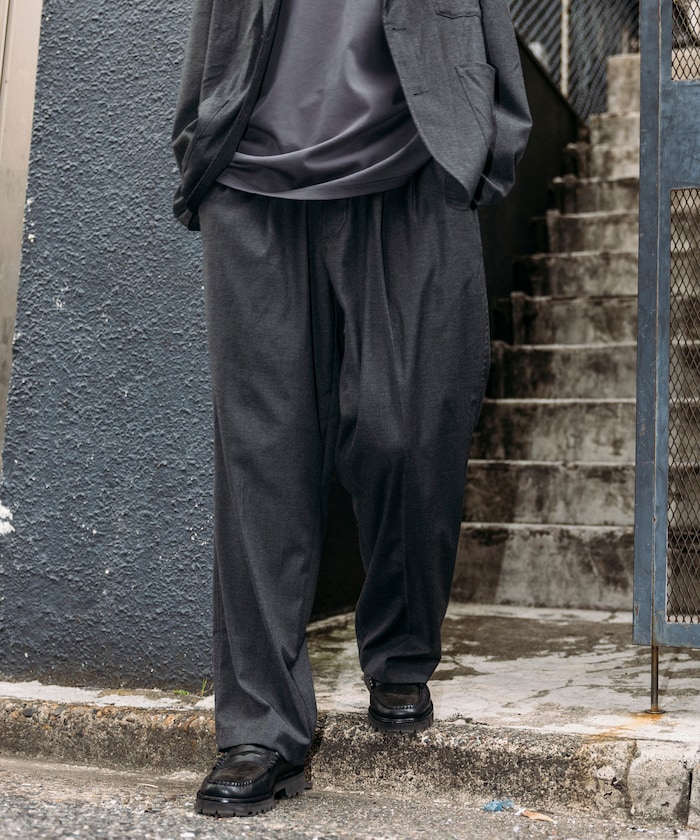 別注 SMU PT-38 SETUP 2TUCK TR WIDE PANTS 【セットアップ対応】