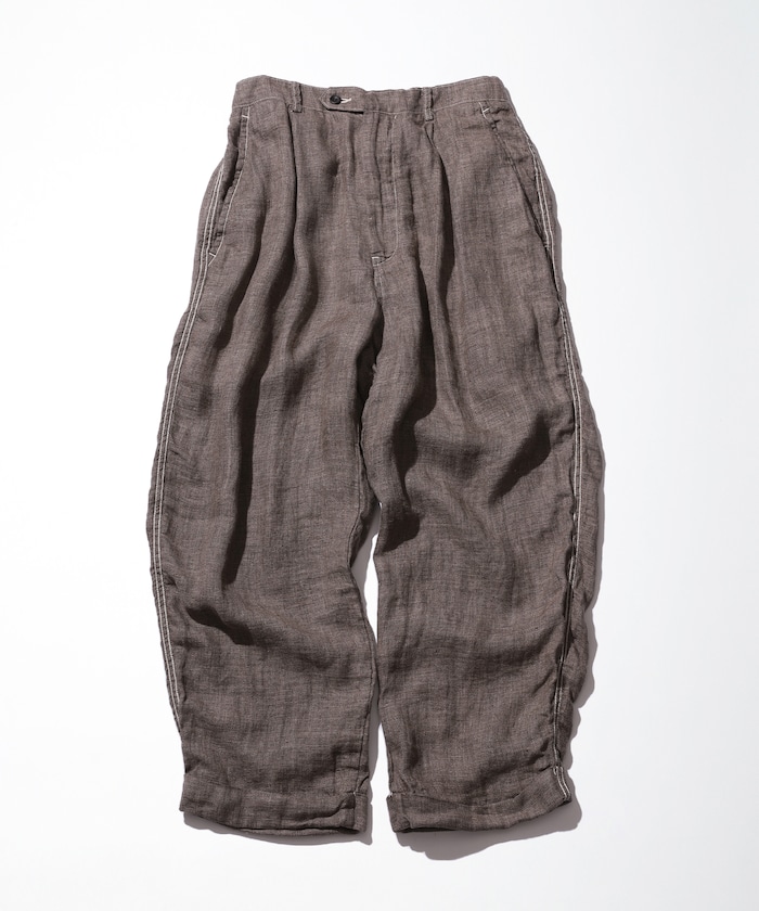 French Linen Tweed 1 Tuck Trousers