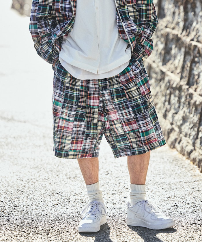 パッチワーク マドラスチェック ワーク イージーショーツ