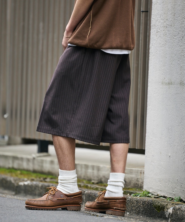 1タック バギーシルエット スラックス ショートパンツ