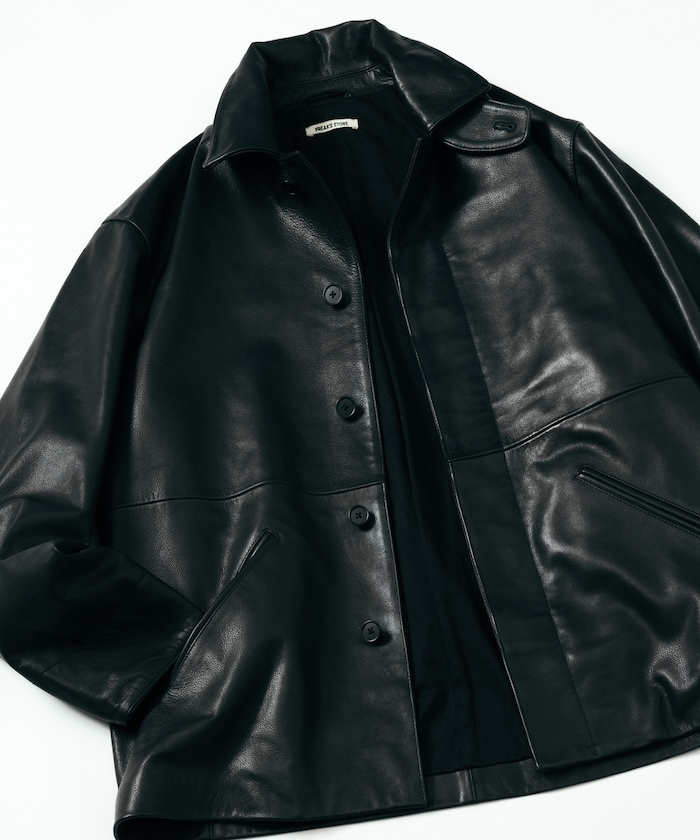 Calf Leather ミニマル カーコート