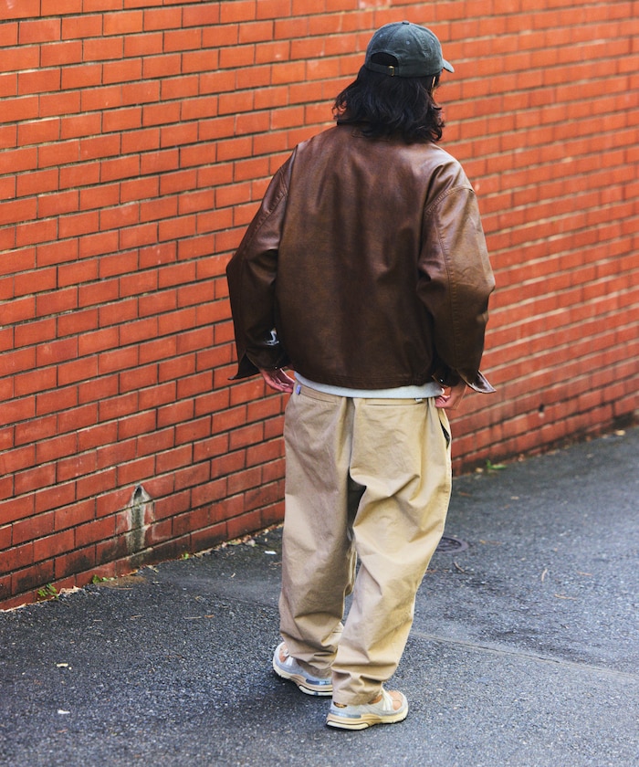 NAUTICA/フェード加工 レザレッド ショート丈 ジップブルゾン