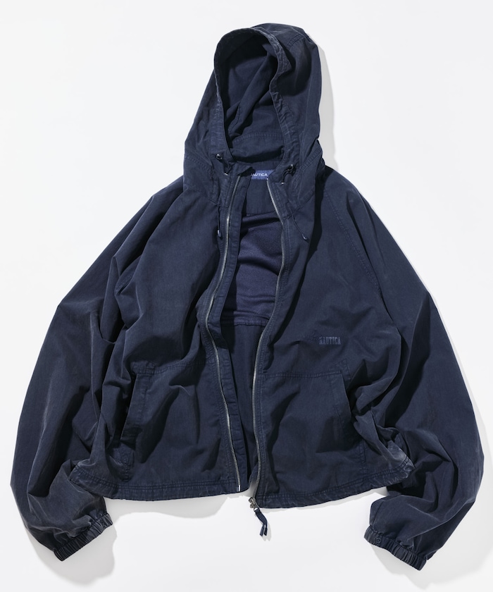 フェード加工 ナイロン ジップパーカー