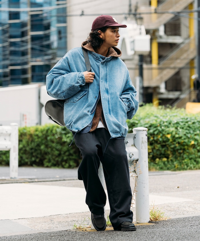 PUNK DRUNKERS　ショート目ッズコート　ファー付き　ブラック PDSロゴ総柄ファーJKT ＜ NO TARGET