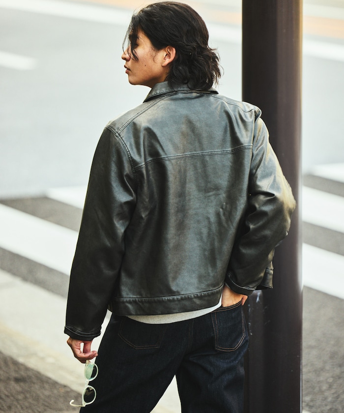 FREAK'S STORE ベージュ スエード シングルライダースジャケット FREAK'S STORE/レザレット ジップ ライダースジャケット